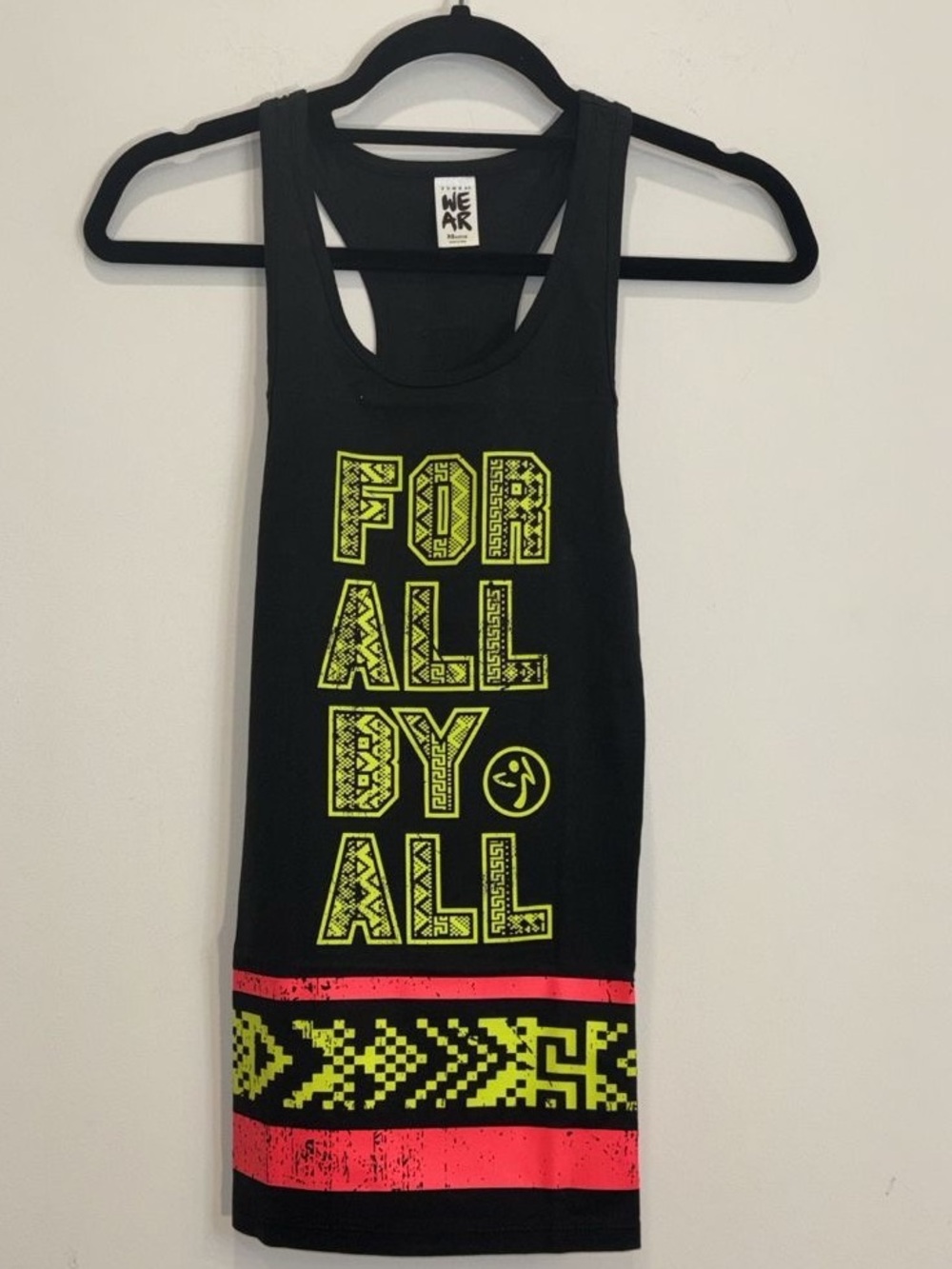Zumba Wear For All By All Instructor Racerback Tank Top Black Neon XS